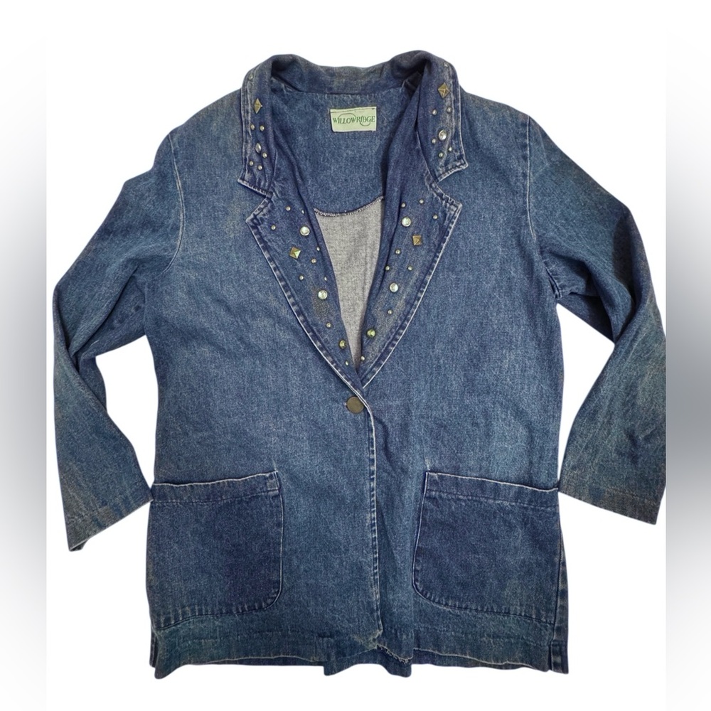 Willow Ridge Vintage Studded Denim Blazer